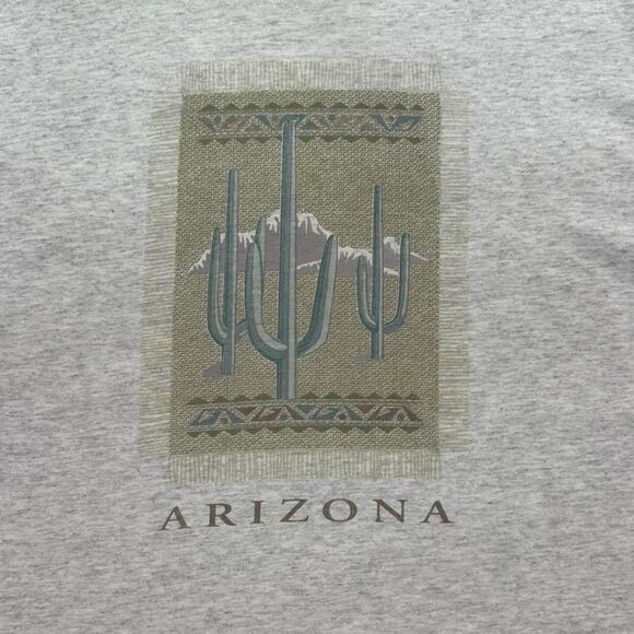 Vintage 90s Arizona Nature Tee Mens 2XL Grey Yellow Cactus Wilderness Shirt - Picture 2 of 5